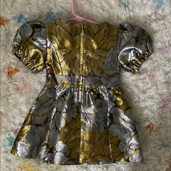 Lilly Pulitzer Gold and Silver Floral Dress size 2 - Picture 4 of 4